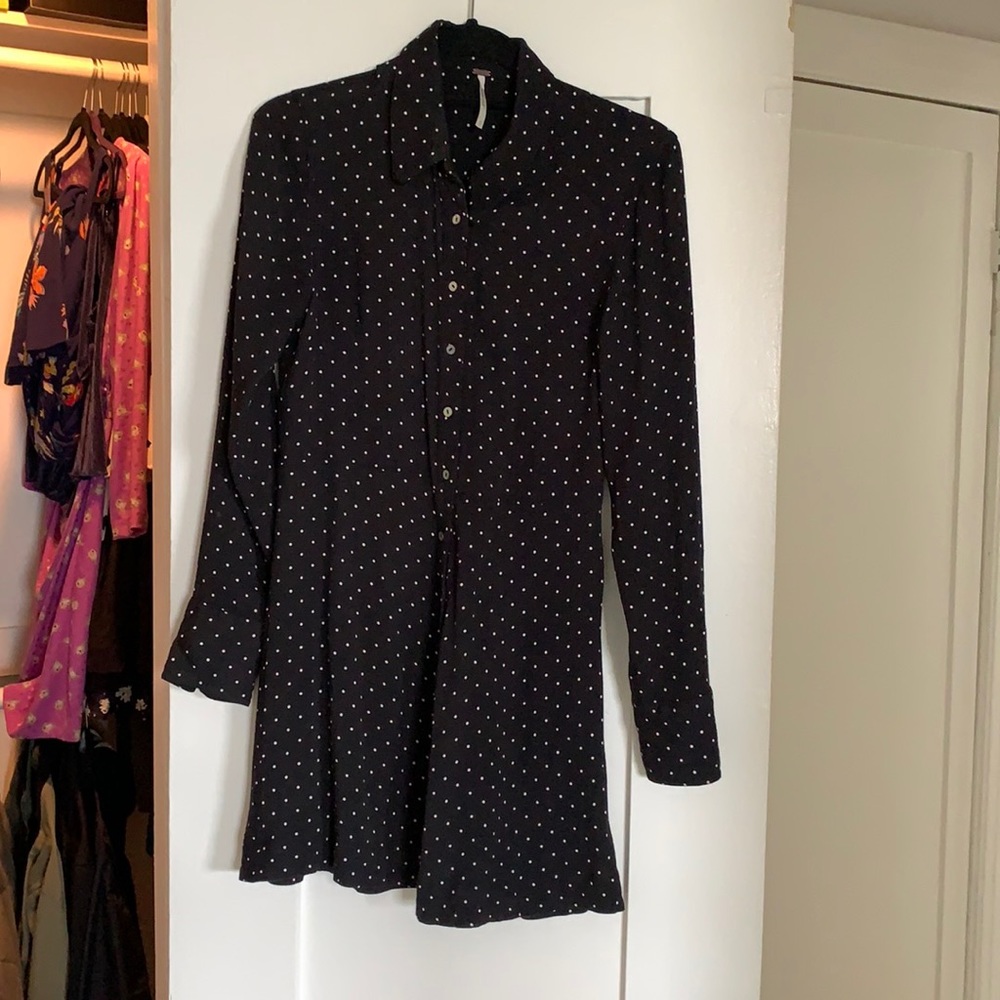 Black and white, button down Mini Dress